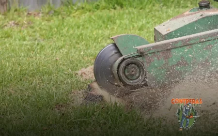 Setup guide for using a handheld stump grinder