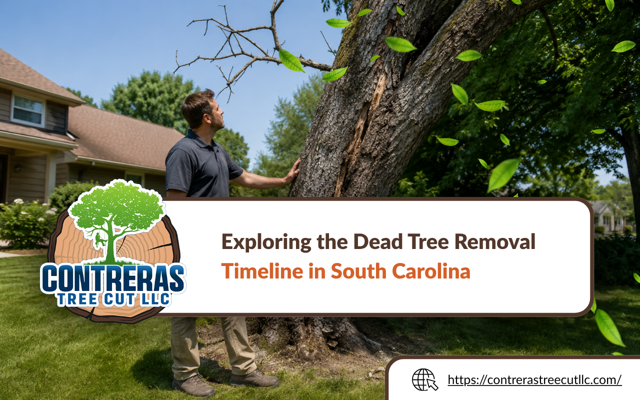 Dead tree removal timeline in South Carolina for a damaged backyard tree