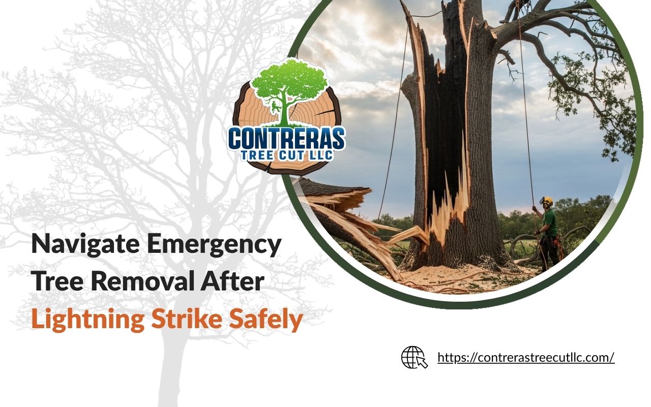 split trunk inspection during emergency tree removal after lightning strike