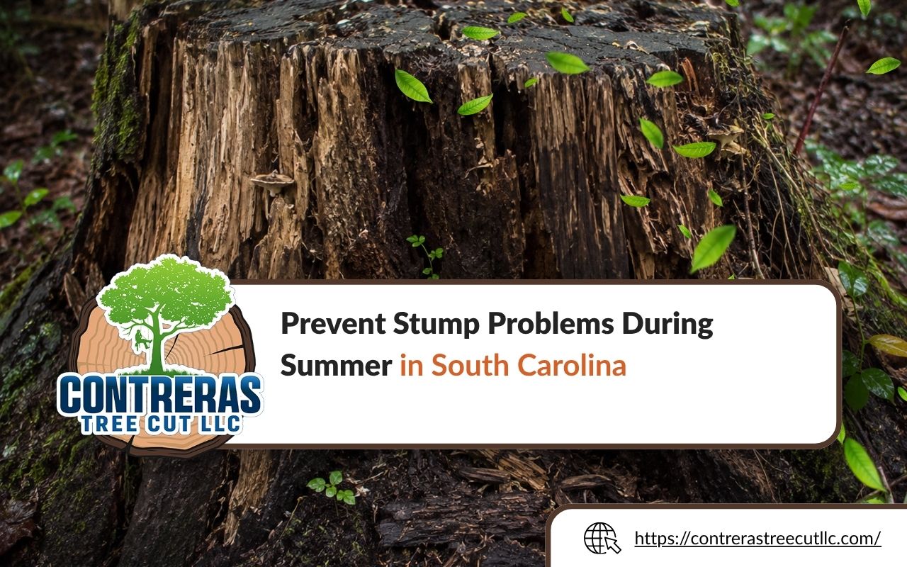 Old tree stump showing signs of summer decay in South Carolina