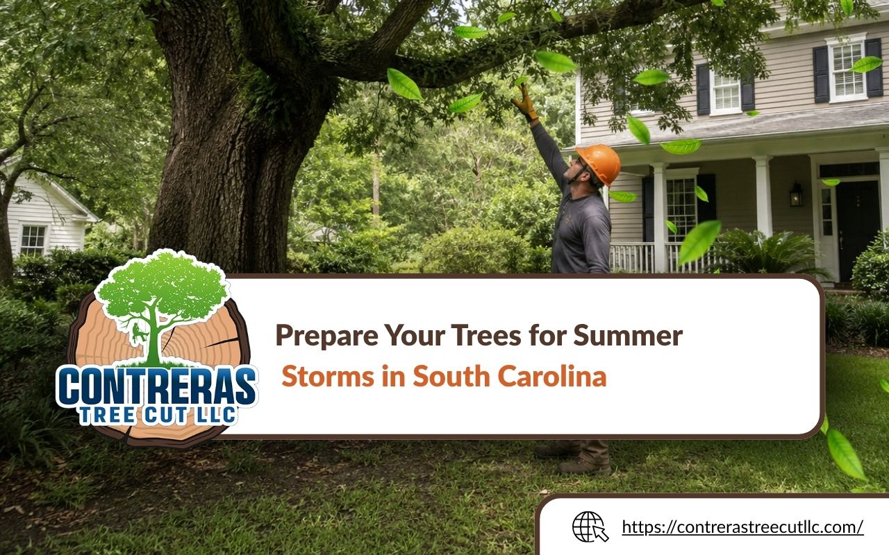 Summer storm tree prep in South Carolina for a residential property