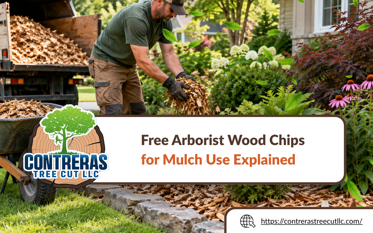 Free arborist wood chips for mulch around established garden beds